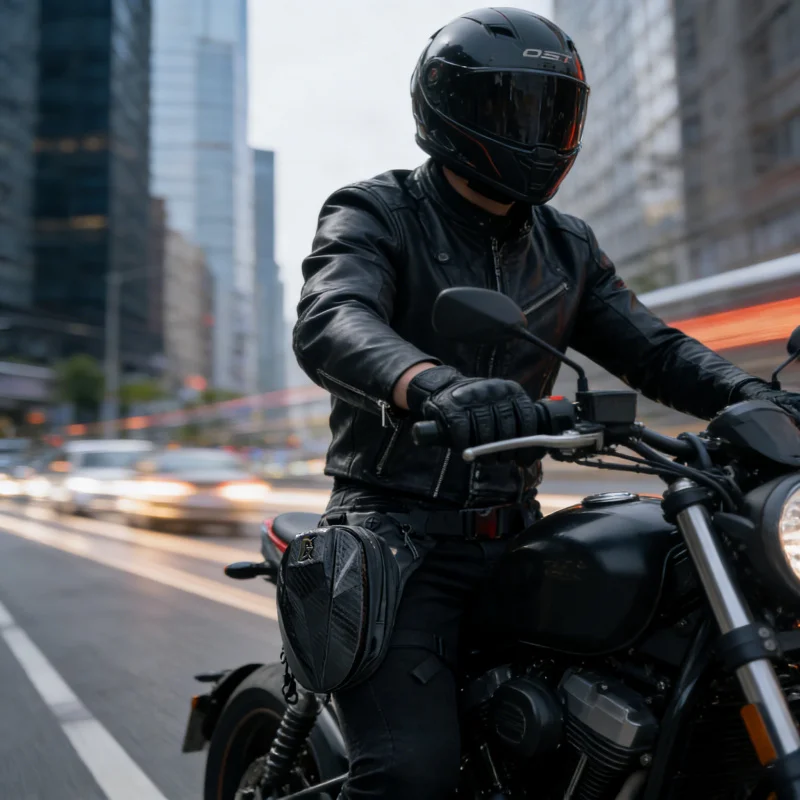 

Motorbike Waterproof Adventure Drop Leg Side Bag Accessories Carbon Fiber Hard Shell Convertible Waist Bum Pack for Men Ladies