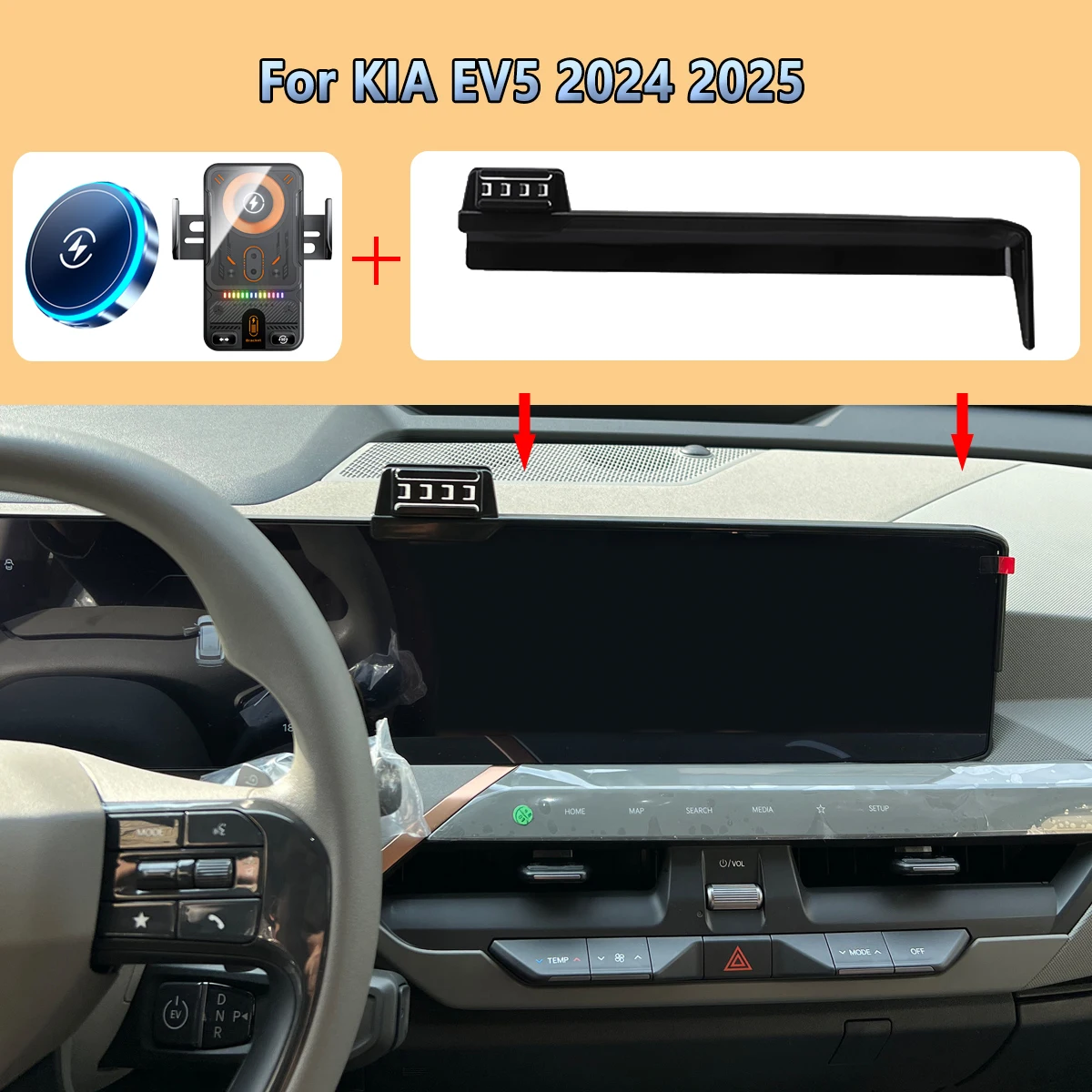 Auto-Handyhalterung für KIA EV5 2024 2025, magnetisches kabelloses Laden, Handyhalterung für MagSafe, feste Display-Panel-Halterung