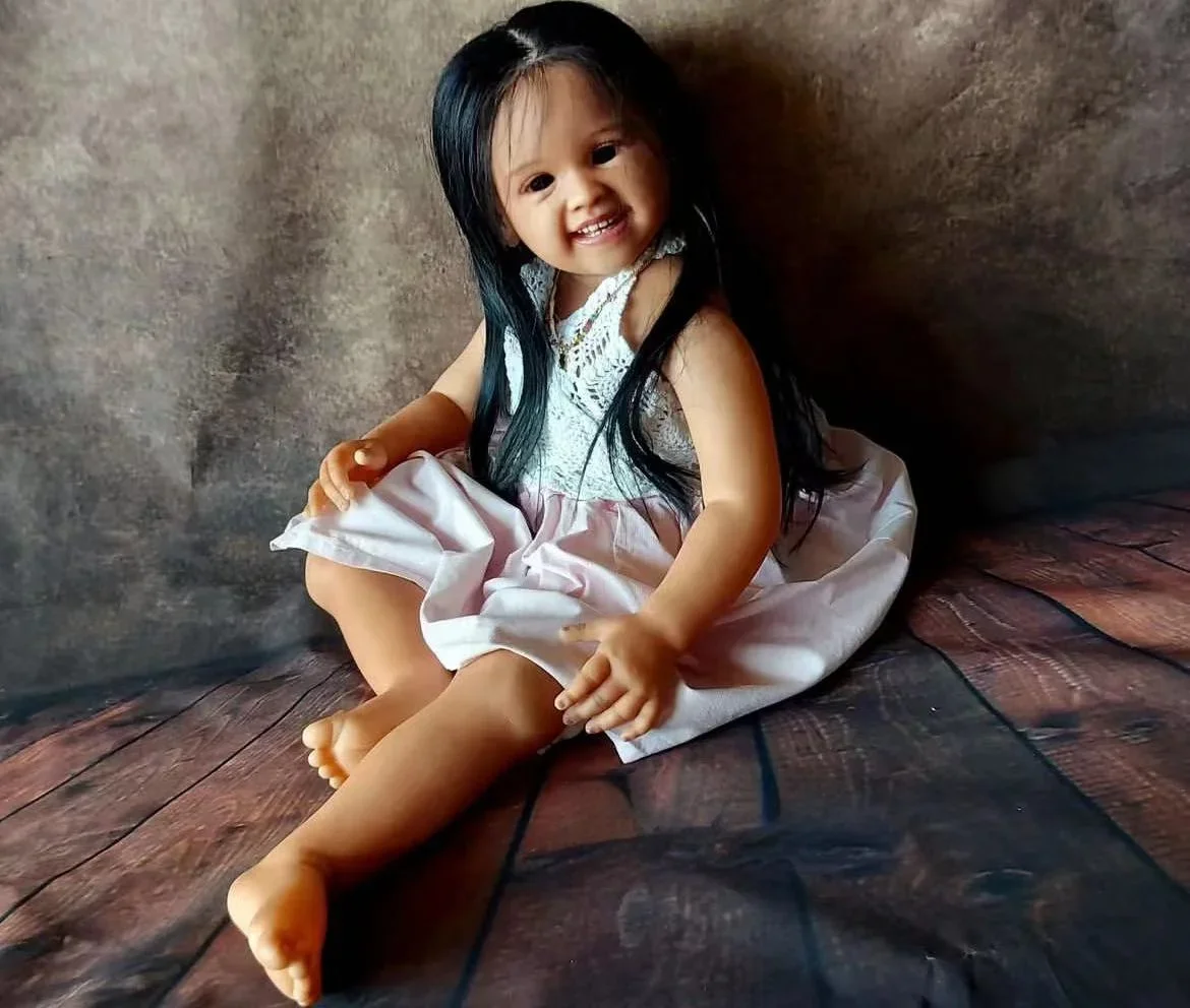 SINO-BB Customizable Collectable 32inch Reborn Baby Doll Shanti With Long Black Hair Already Finished Doll With Different Dress