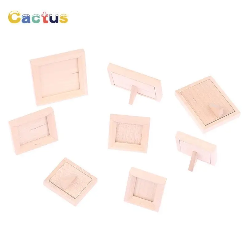 1Pc 1/12 Dollhouse Miniature Wood Photo Frame Simulation Furniture Model Accessories Doll House Decoration