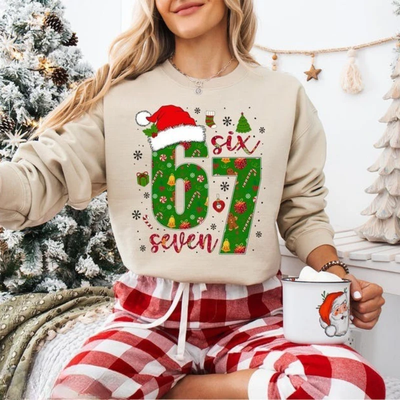 مضحك ميمي عيد الميلاد قبعة البلوز ستة سبعة عيد ميلاد سعيد 6 7 ميمي الفيروسية Z الجنرال ألفا الاتجاه الخريف والشتاء الحرارية هوديي #1