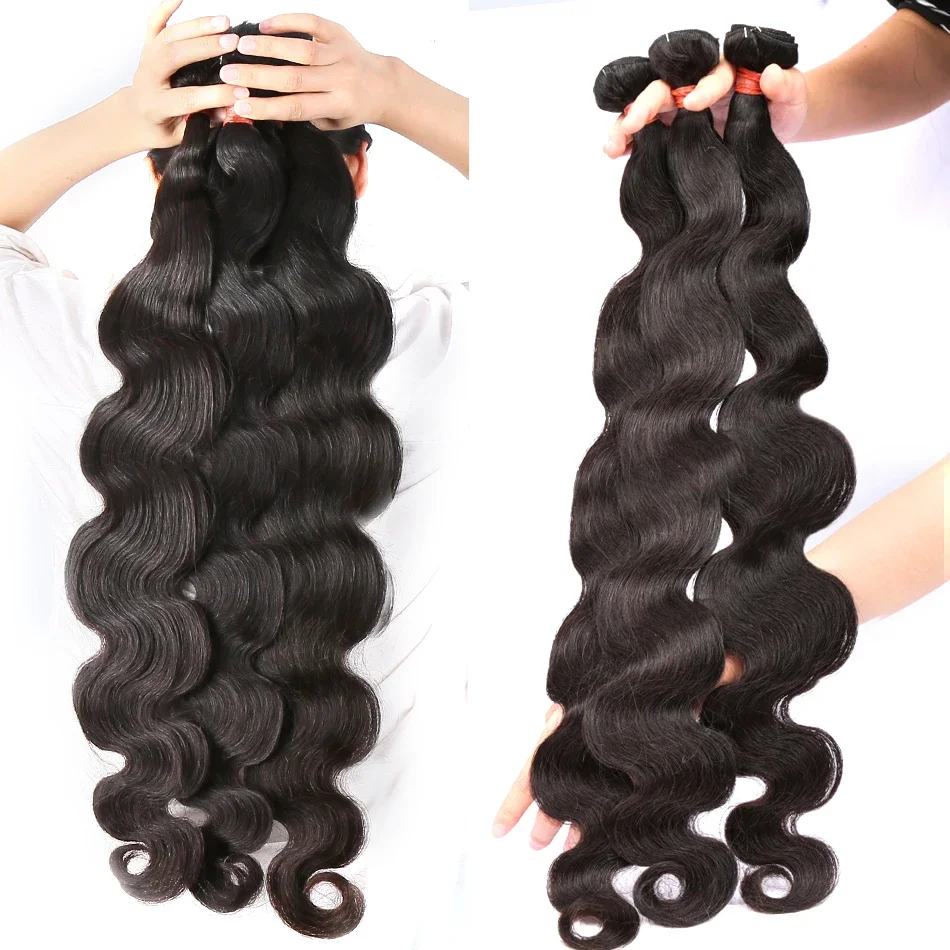 Pacotes peruanos do Weave do cabelo humano, extensões cruas de Remy do cabelo, onda fraca do corpo, trama do Virgin, 28 ", 30", 32 ", 3, 4 pacote