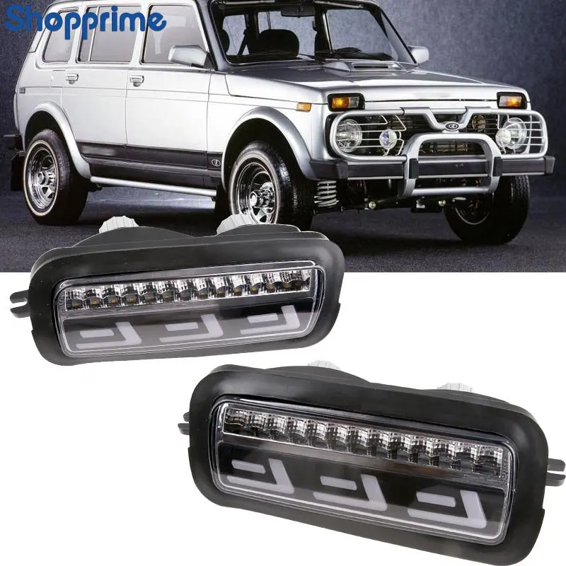 

Headlights led pl-2121 with turn signal Daytime running lights for Lada Niva 4x4 lights led headlamp sidelights.