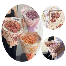 Romantic Flower Wrapping Paper, Handmade Flower Bouquet, Floral Packaging Diy Material, Waterproof 10 Sheets