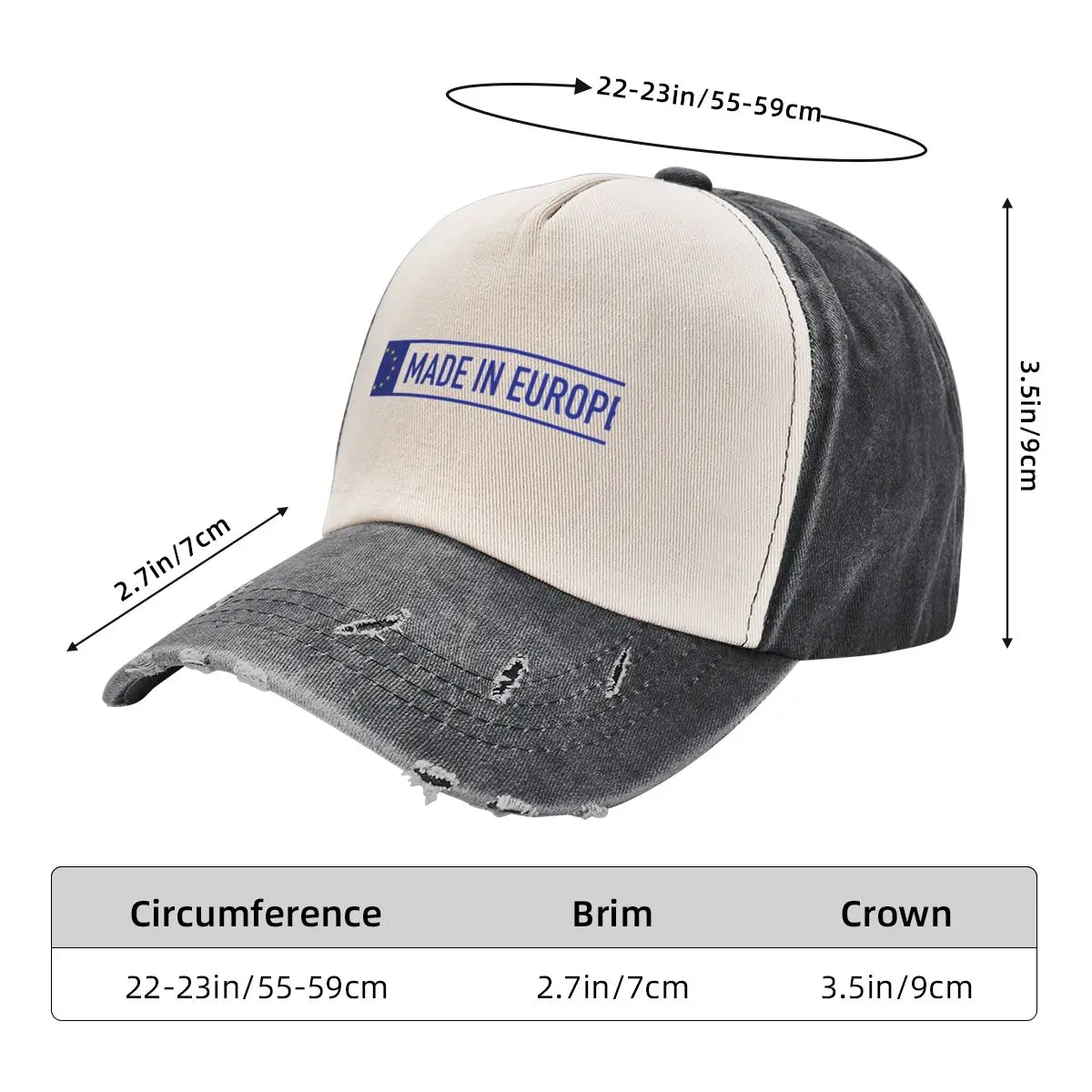 European Excellence: Made in Europe Baseball Cap black Hat Baseball Cap Golf Mens Hats Women's