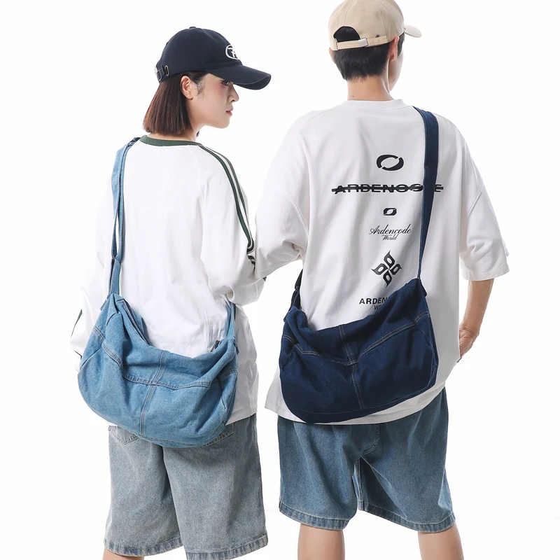 Large Denim Women\'s Bag New Jeans Shoulder Bag School Messenger Bag Y2K Cowboy Eco Bag Korean Shopping Satchels Canvas Handbags