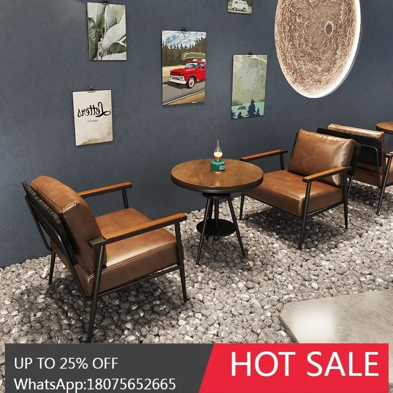 

SGF Retro Table and Chair Set Leisure Book Bar Discussion Sofa Chair