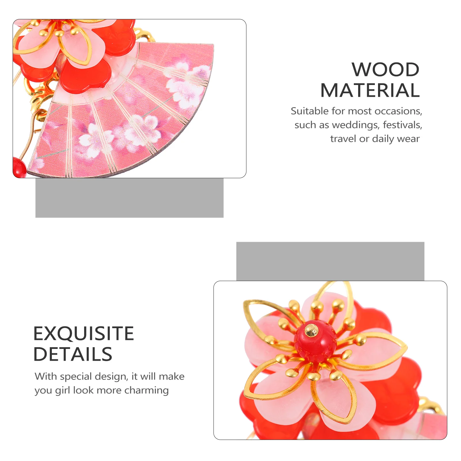 

Flower Hairpin Japanese Hairpins Barrettes Women Decorative for Clips Tassel Styling