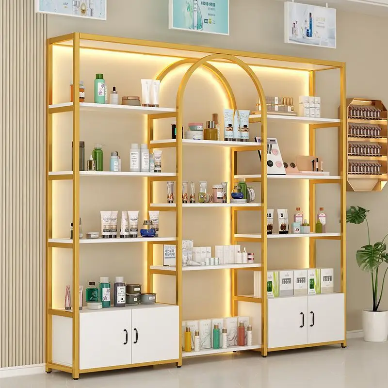 

Factory Price Newest Customized logo Display Stand for Cosmetics Shelf Display Racks With Light for Makeup Store