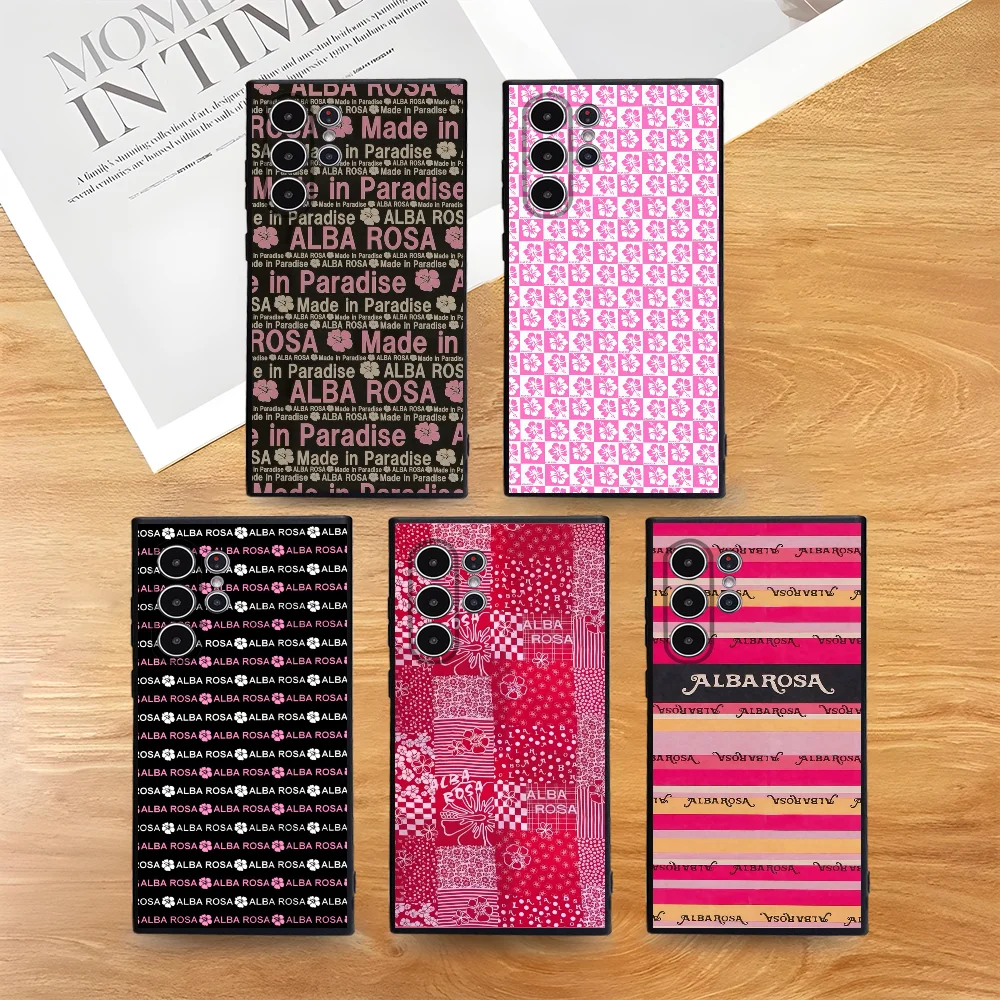 

Fashion A-ALBA R-ROSA Phone Case For Samsung Galaxy S25 S24 S22 S23 Ultra S21 S20 Plus 5G Frosted Non-Slip Full Cover Case