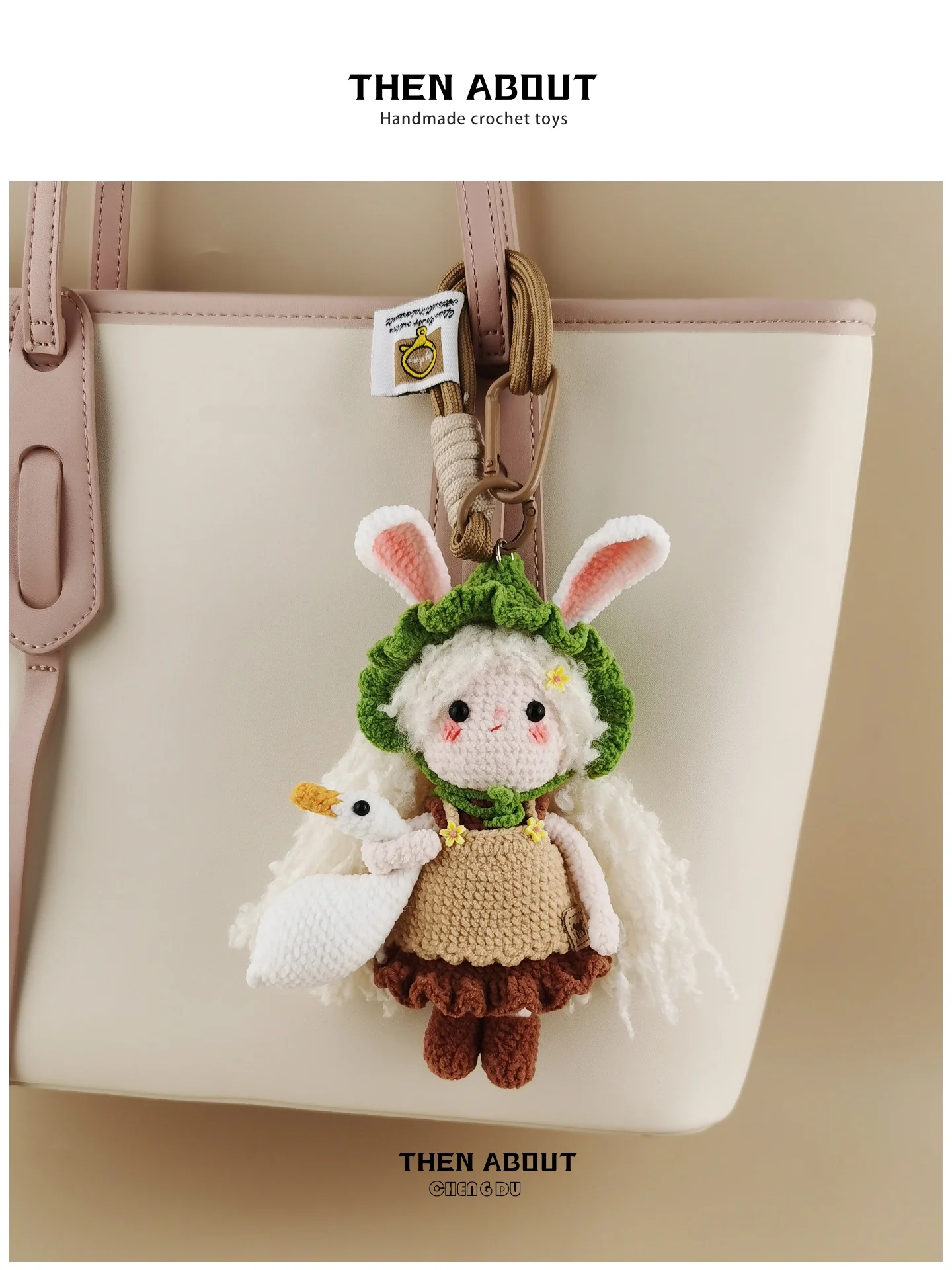 Cute Elf Rabbit Bag Charm Carriage Pendant Backpack Car Decoration High-End Gift Thenabout Lovely Goose Sister Pendant