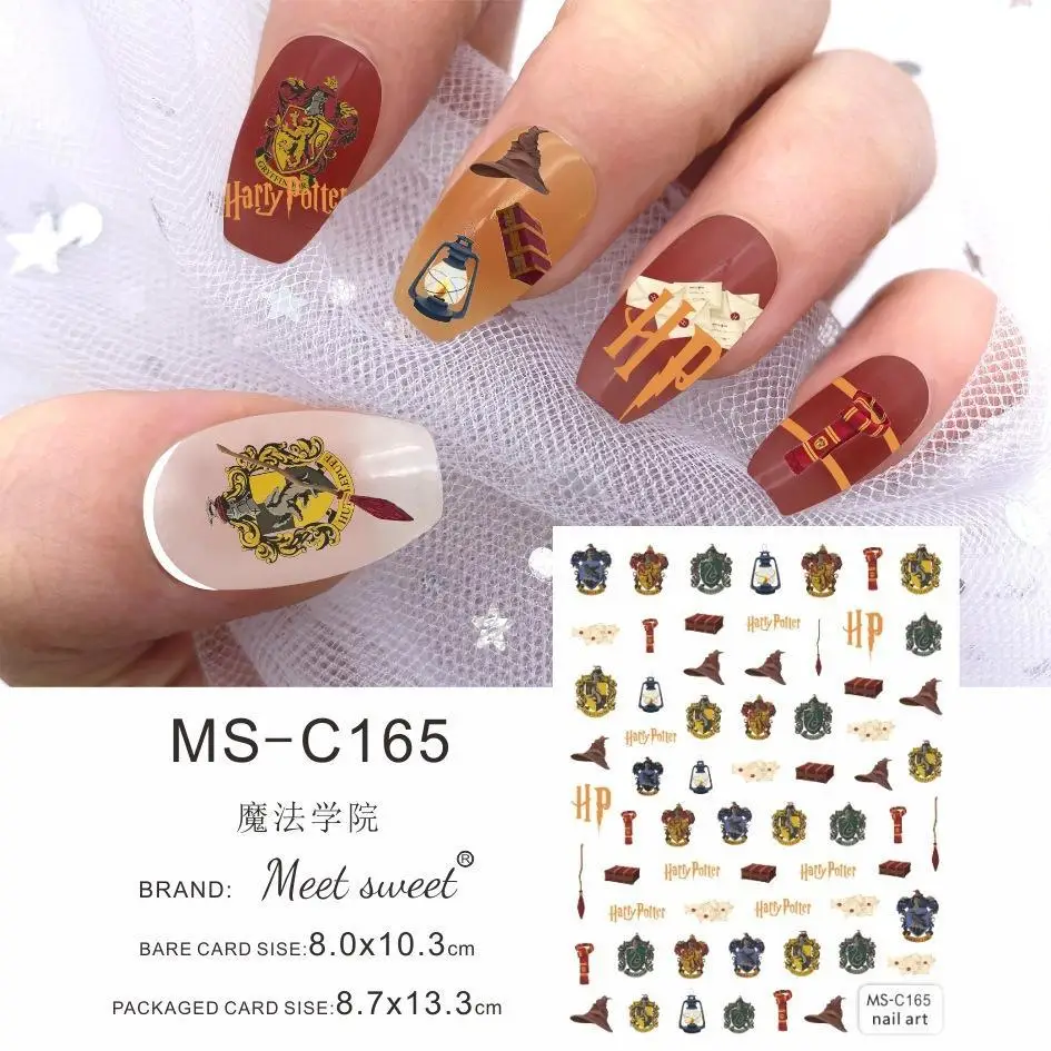 Harries Potter Cartoon Nail Stickers Kawaii Wizard Decoration Anime Accessories Hogwarts Nail Art Tools Diy Toys Gift for Girl