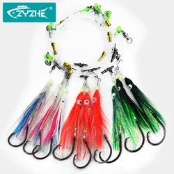 ZYZ Sea Fishing String Hooks with 7/0# 8/0# 9/0# Black Circle Hooks Luminous Octopus Fake Bait Saltwater Fishing Hooks