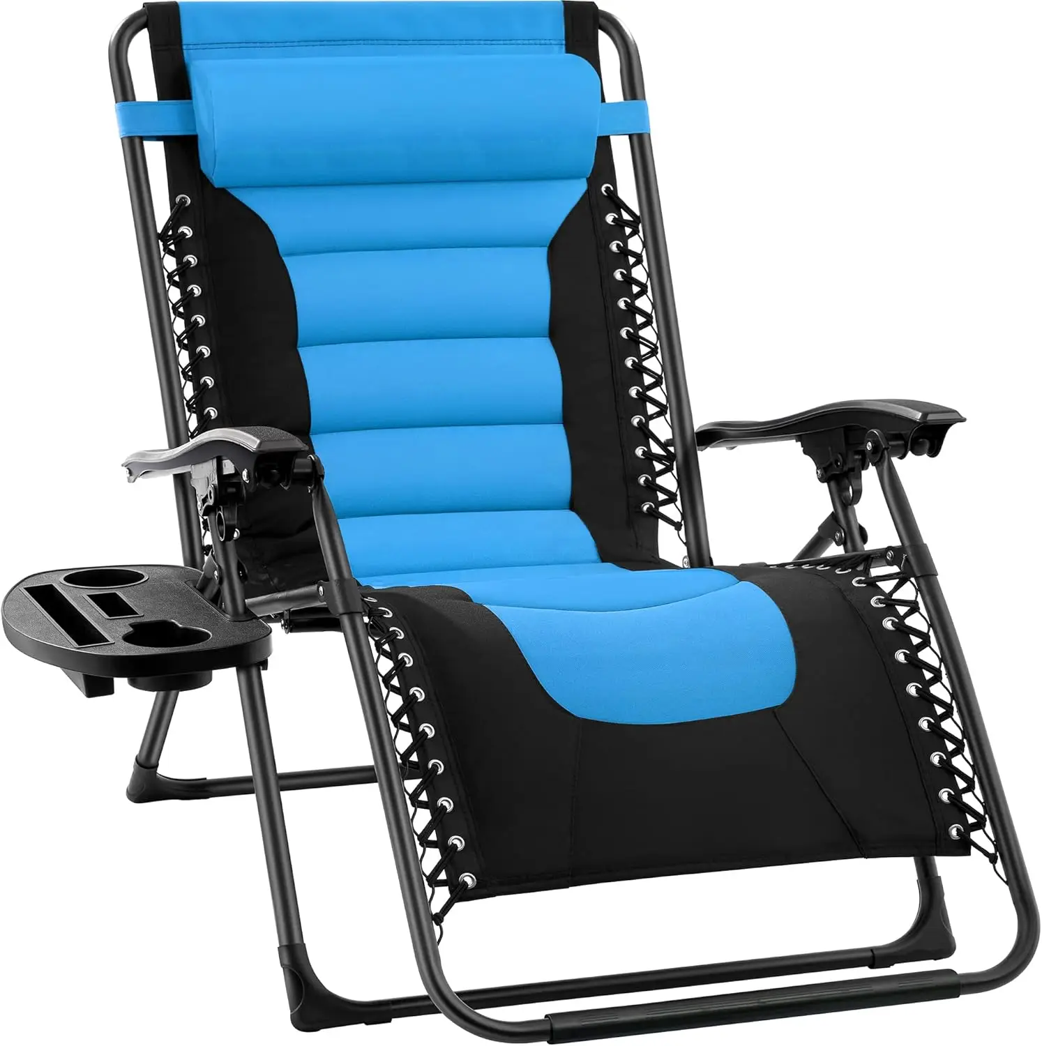 

Oversized Padded Zero Gravity Chair, Folding Outdoor Patio Recliner, XL Anti Gravity Lounger for Backyard w/Headrest, Cup Holder