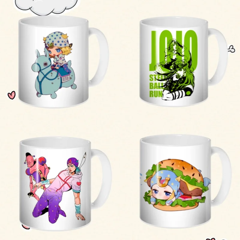

330Ml Ceramic Mug for Steel Ball Run Johnny Joestar Gyro Zeppeli QVersion Pattern Tea Water Cup Ceramic Breakfast Cup Coffee Cup