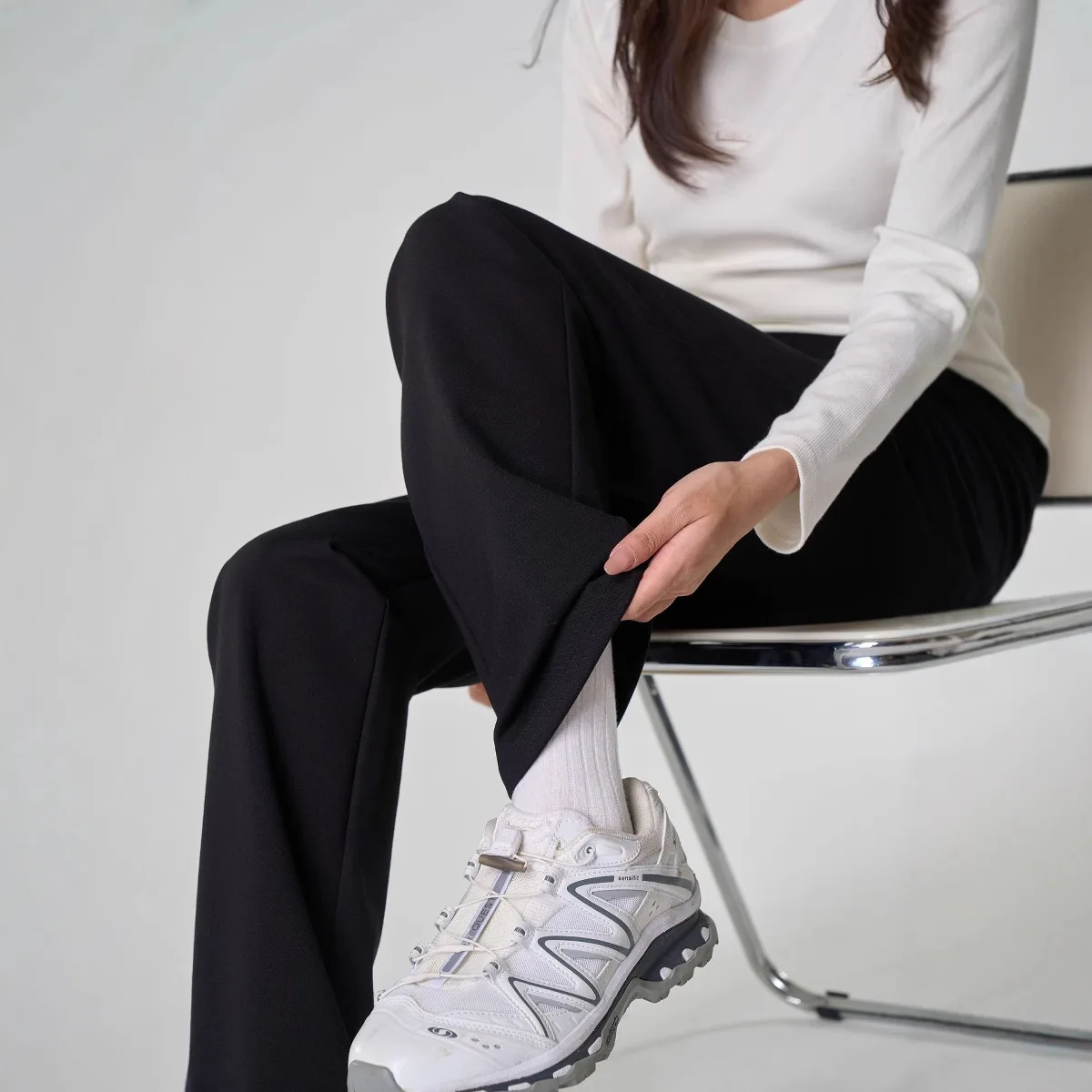 المرأة عالية الخصر واسعة الساق دعوى السراويل ثنيات مستقيم بلا طويل القامة حجم بناطيل كاجوال ربيع 2025 جديد وصول قسط #4