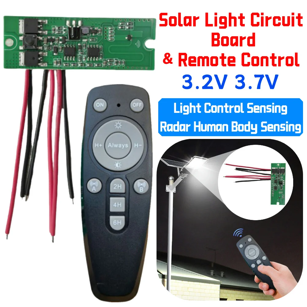 3.2V 3.7V Remote Solar Light Circuit Board Radar Human Body Sensor Solar Street Light Driver Board Solar Lamp Controller Module