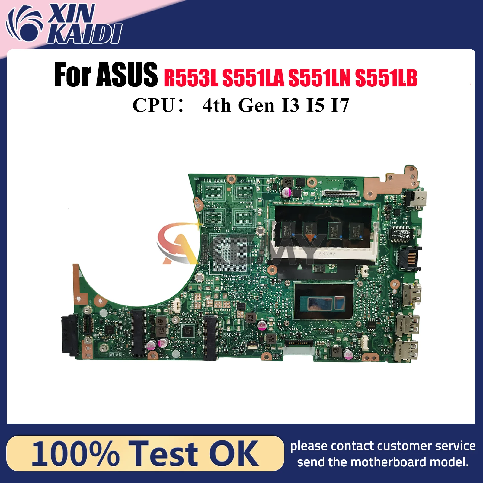 

S551LA Laptop Motherboard For ASUS VivoBook R553L S551LB S551L S551LA S551LN Notebook Mainboard With I3 I5 I7 CPU 100% tests OK