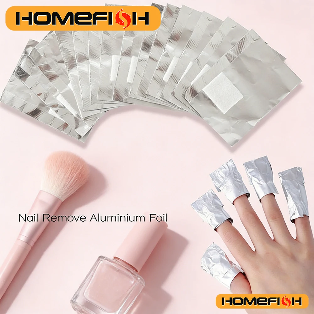 50/100 szt. Folii aluminiowych do usuwania lakieru hybrydowego, akrylowego i żelowego, profesjonalne narzędzie do czyszczenia z wacikiem, do manicure