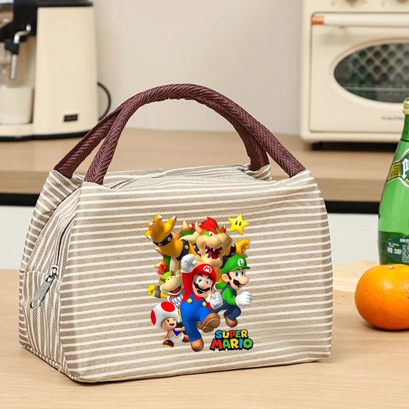 

Сумки для обеда Super Mario Bros для женщин и мужчин, портативная сумка-холодильник с принтом принцессы Пич и Луиджи, большая вместимость, милый дизайн, подарки