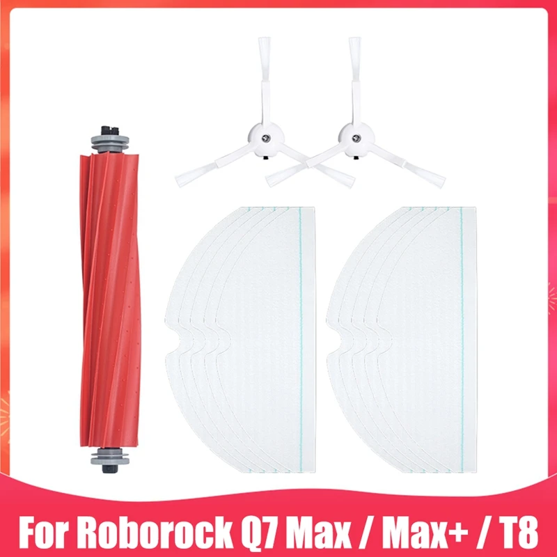 샤오미 Roborock Q7 Max / Max + / T8 로봇 진공 청소기용 메인 브러시 사이드 브러시 걸레 래그 교체, 예비 부품 A