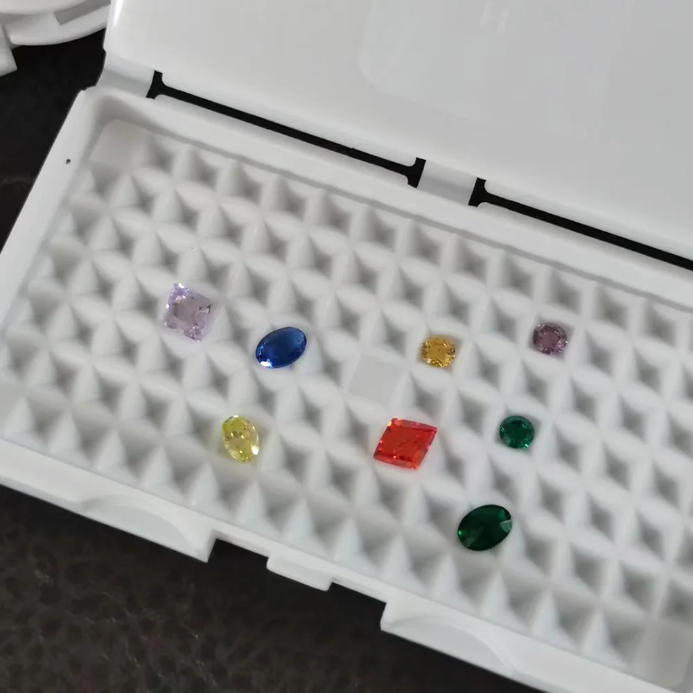 White Diamond Jewelry Storage Box 3-10mm Gemstone Display Organizer Case for Store Gems Bare Stone Packaging Cover Tray