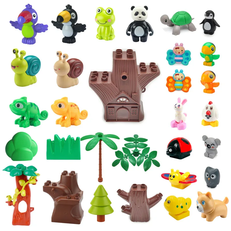 

Animals Big Building Block Bird Snails Parrot Panda Eagle Insect Compatible With Duploed Accessories Brick Toy For Children Gift