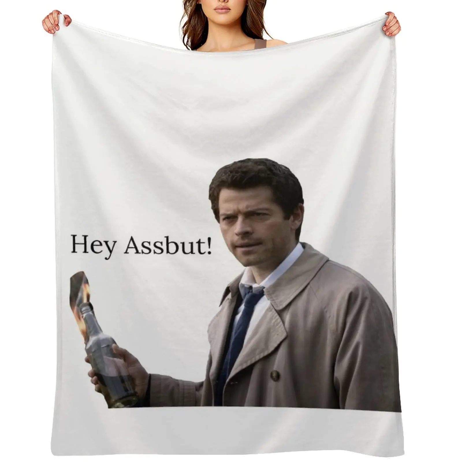 

Castiel hey assbut! Throw Blanket Furrys Custom Weighted christmas decoration Blankets