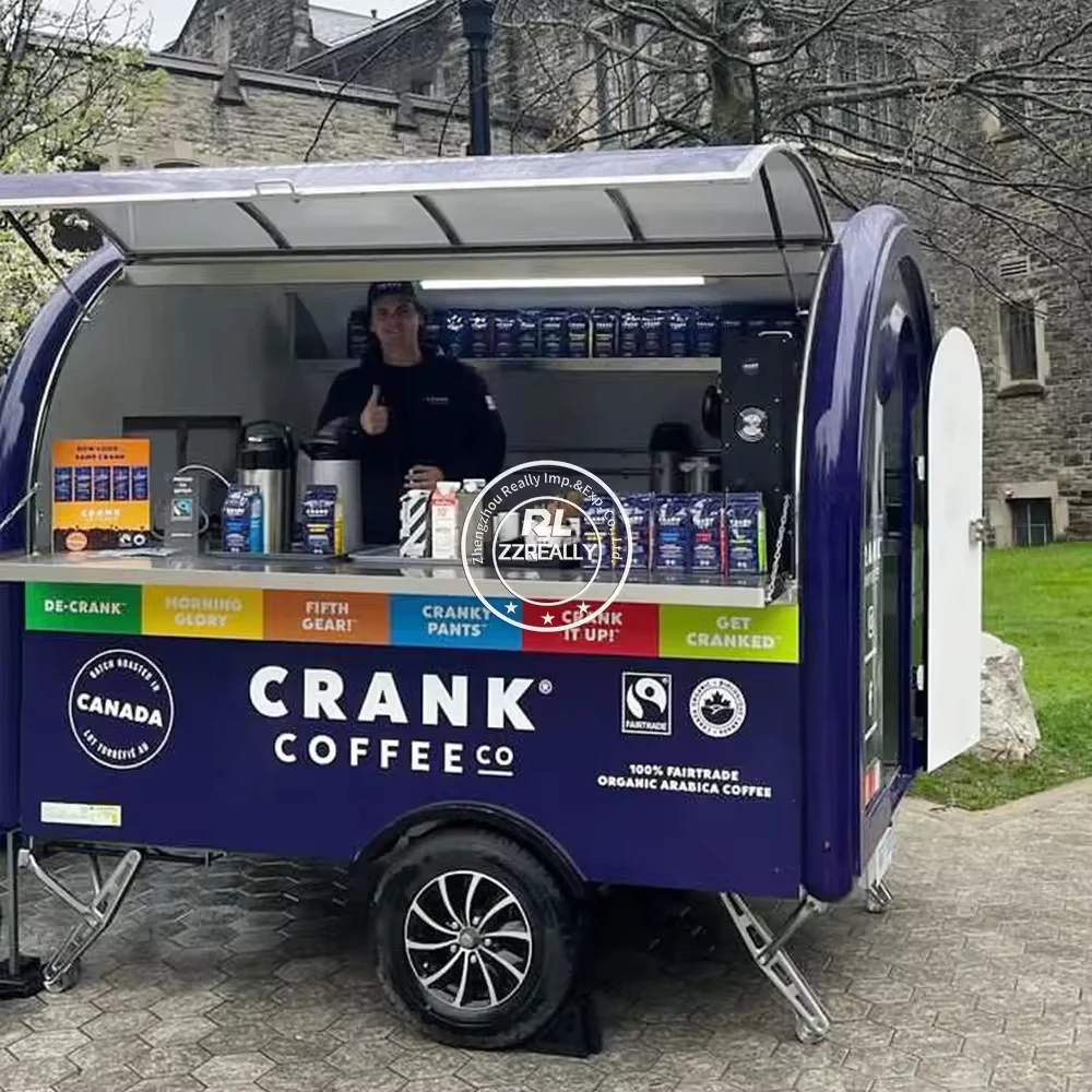 Food Truck  Stainless Steel Custom Mobile Coffee Shop Kitchen Fast Food Vending Cart US Standard Trailer