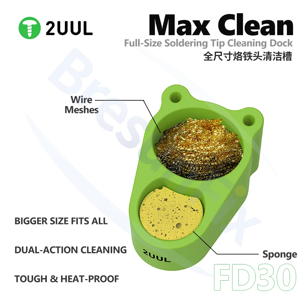 

2UUL FD30 Soldering Tip Dual-Effect Silicone Cleaning Trough for Soldering Repair Soldering Tip Coil Sponge Cleaning Tool