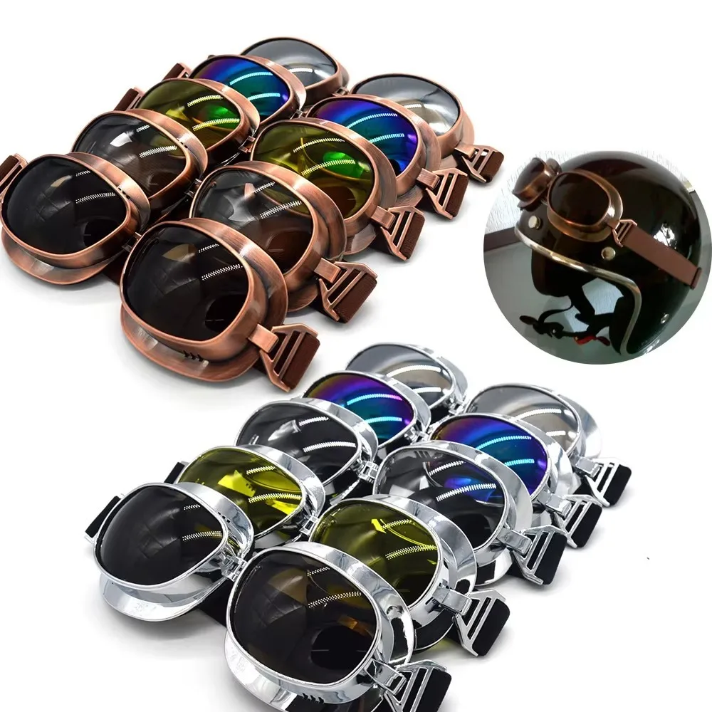 

Helmet Steampunk Copper Glasses Motorcycle Flying Goggles Vintage Pilot Biker Eyewear Goggles Protective Gear Glasses