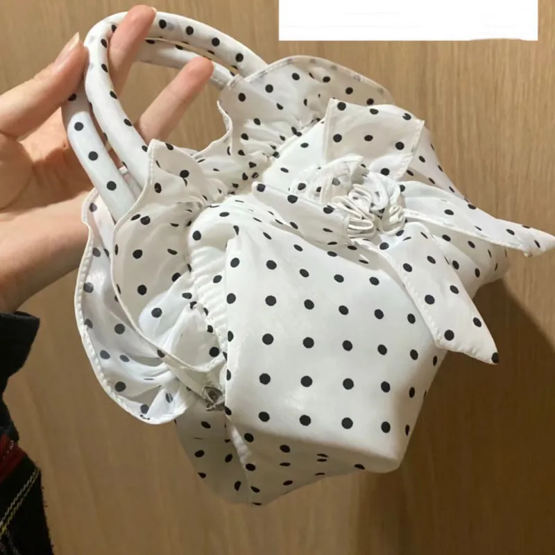 Bowknot Dot Printed Design Handbag 2024 New Zipper Solid Flower Hobo Bags Casual Canvas Large Capacity Small Tote Bags For Women