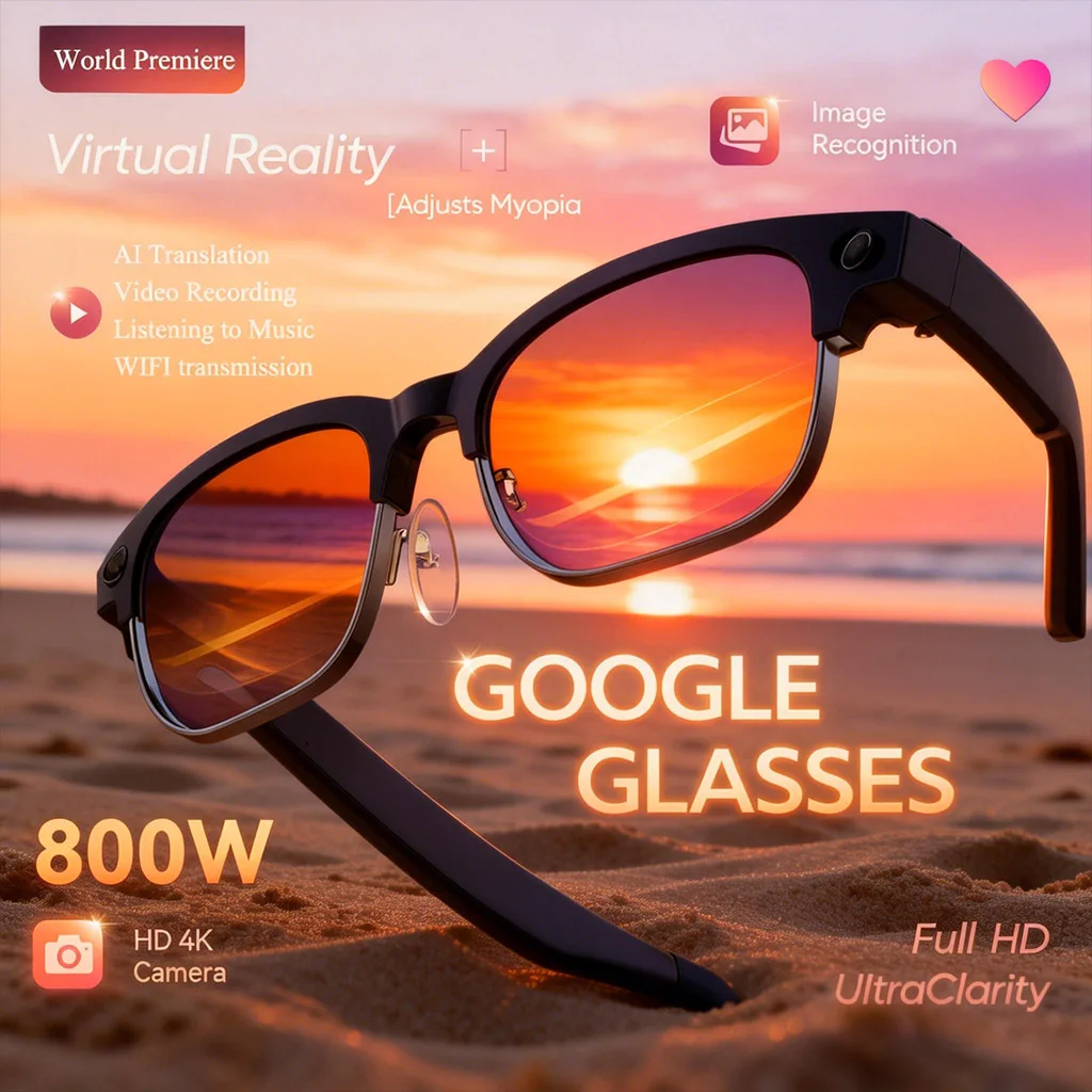 

2026 New 800W Pixel Camera Smart Glasses Video Recording AI Photo Recognition Bluetooth Call Voice Translation Smart Sunglasses