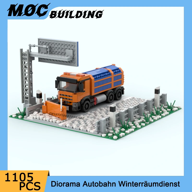 

MOC Building Blocks City Series Scene Motorway Winter Clearance Service Vehicle Diorama DIY Assembly Bricks Creative Toys Gifts