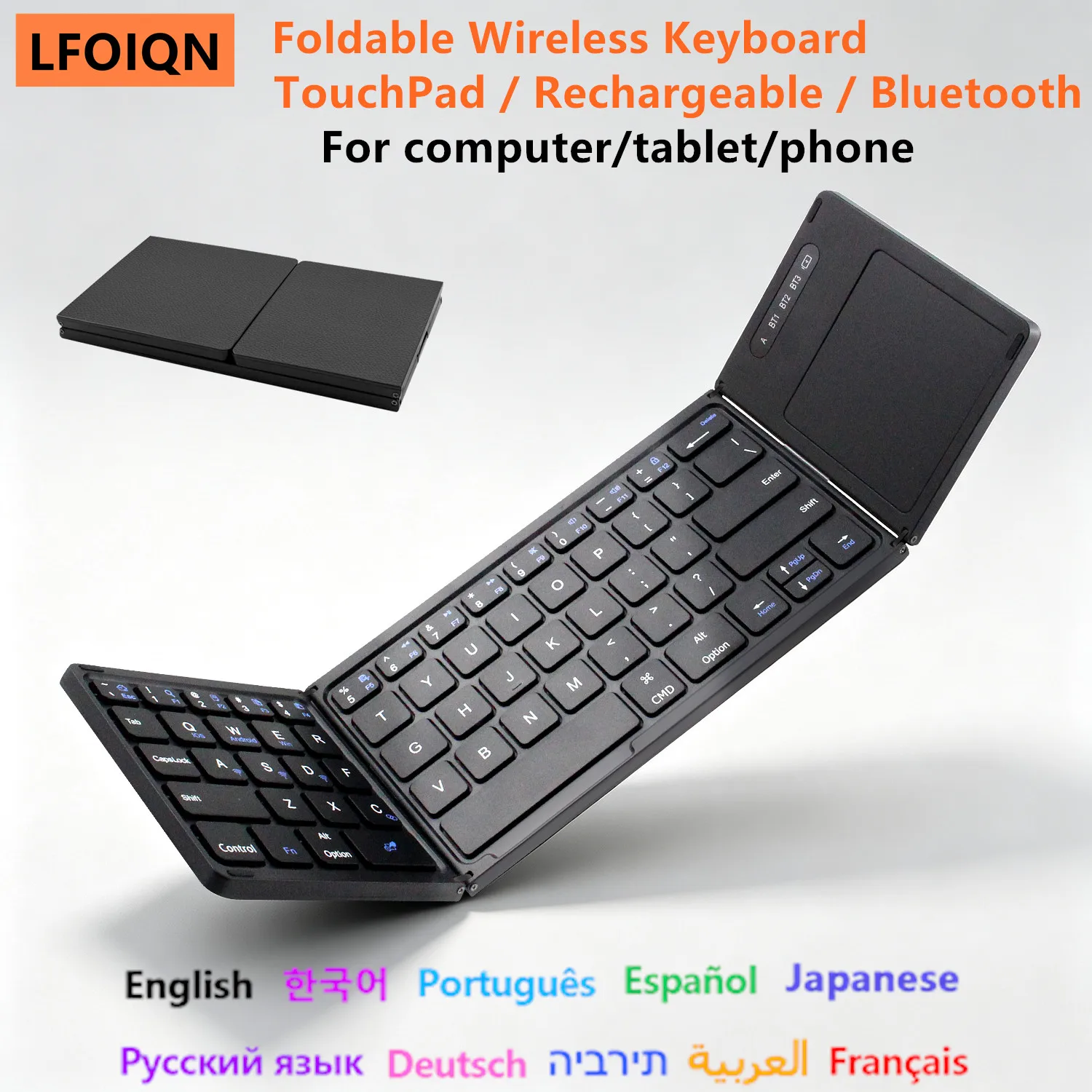 LFOIQN Wireless Bluetooth Mini Keyboard with TouchPad For iPad Tablet Laptop PC Phone Folding Keyboard for Android iOS Windows
