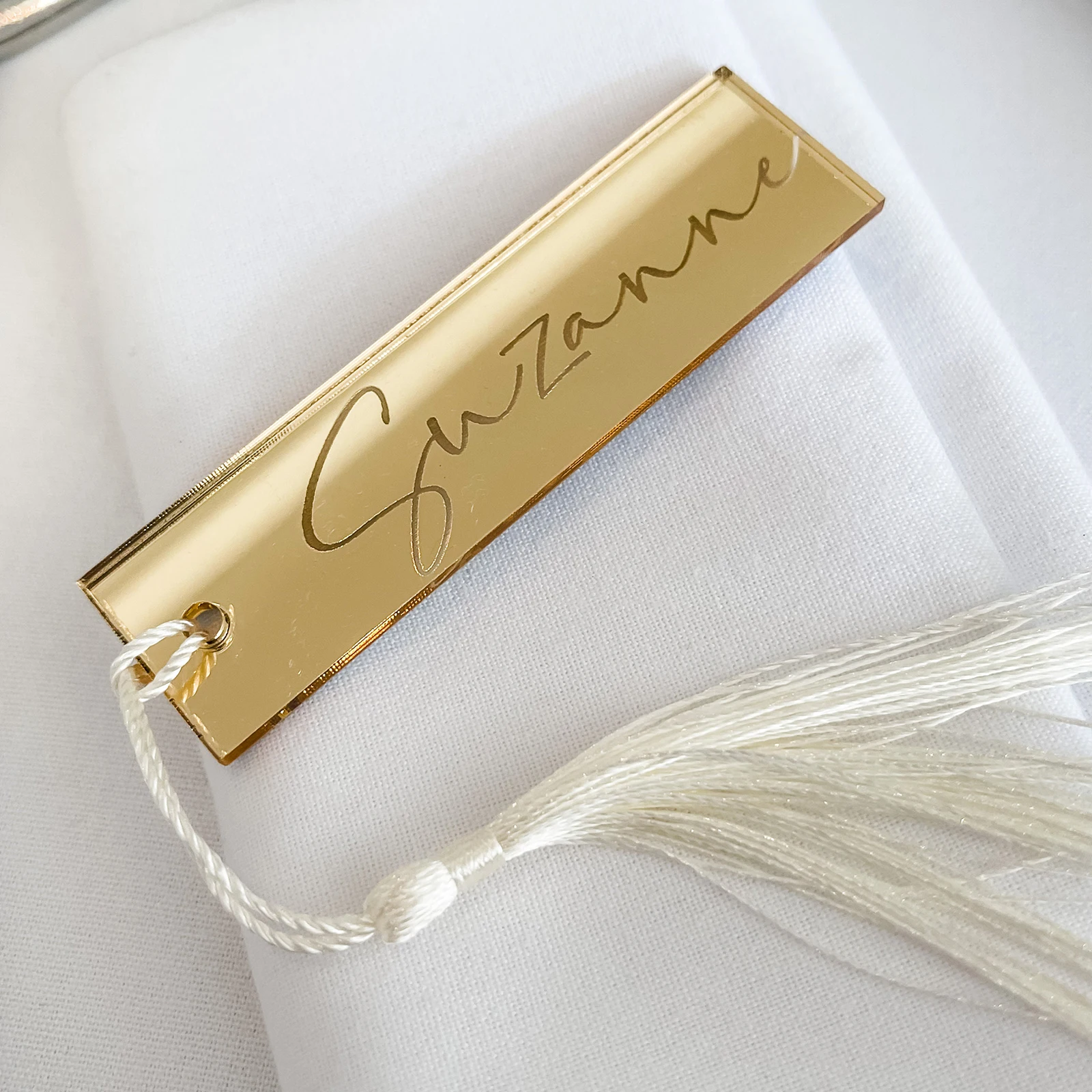 Acrylic Wedding Place Cards with Tassels,Blank Name Setting,Event Décor,Party Place Names,Silver/Gold MirrorSeating Places