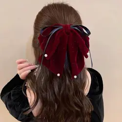Elegant Velvet Red Preals Hair Clips Bowknow Bridal Hair Accessories Women Headwear Spring Barrette Hair Styling Accessories