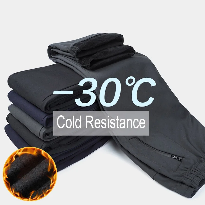 CHRLCK Warm Waterproof Running Pants Men Winter Softshell Fleece Trousers Women Jogging Camping Climbing Skiing Hiking Pants