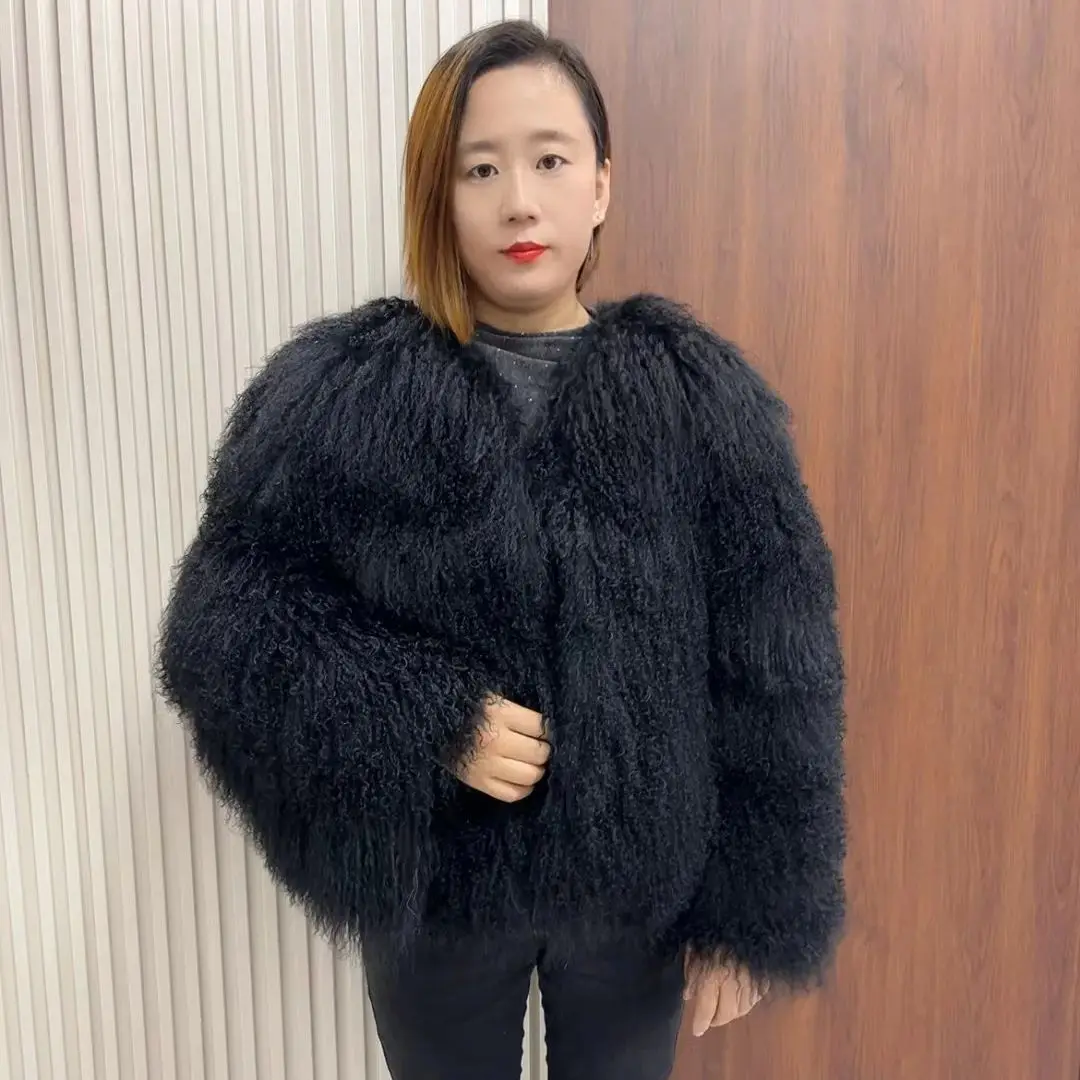 New Winter Autumn Fashion Real Fur Jacket Women Genuine Mongolia Sheep Fur Coat