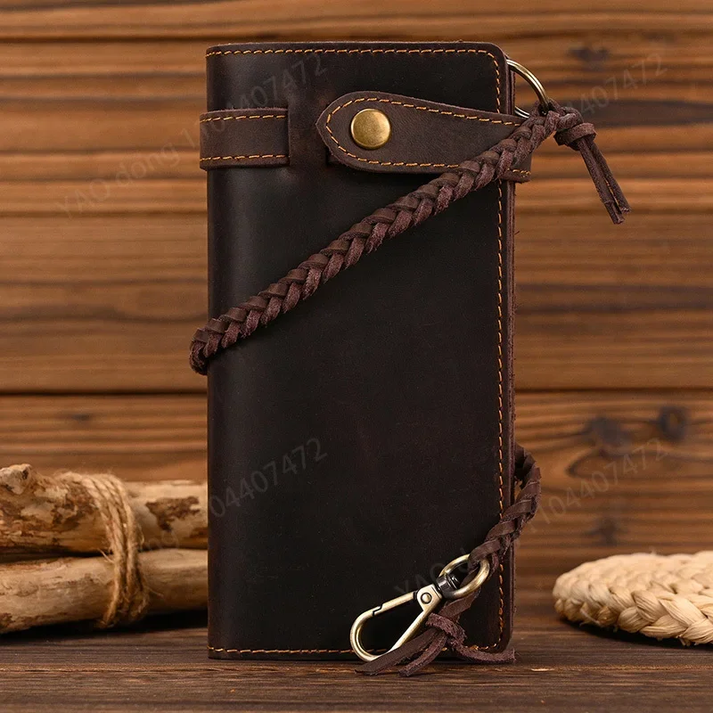 Yao Dong Vintage Hasp Open Genuine Cow Leather Men Wallet Large Capacity Crazy Horse Real Leather Man Bifold Purse Clutch Wallet