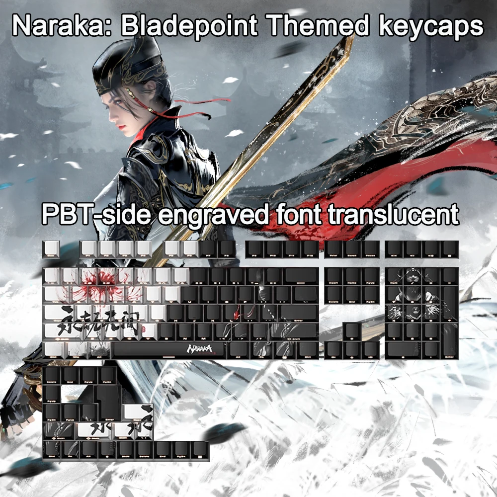 Naraka: Bladepoint Keycaps Side Engraving PBT Sublimation 131 Keys Anime Key Caps Cherry Profile For Mechnical Keyboards Keycaps
