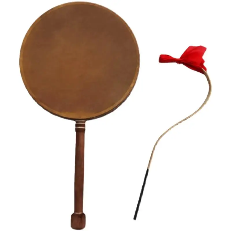 Reba Drum Tibetan Characteristic Style Cow Leather Handle Drum Stage Performance Dance Props Professional Percussion Instruments