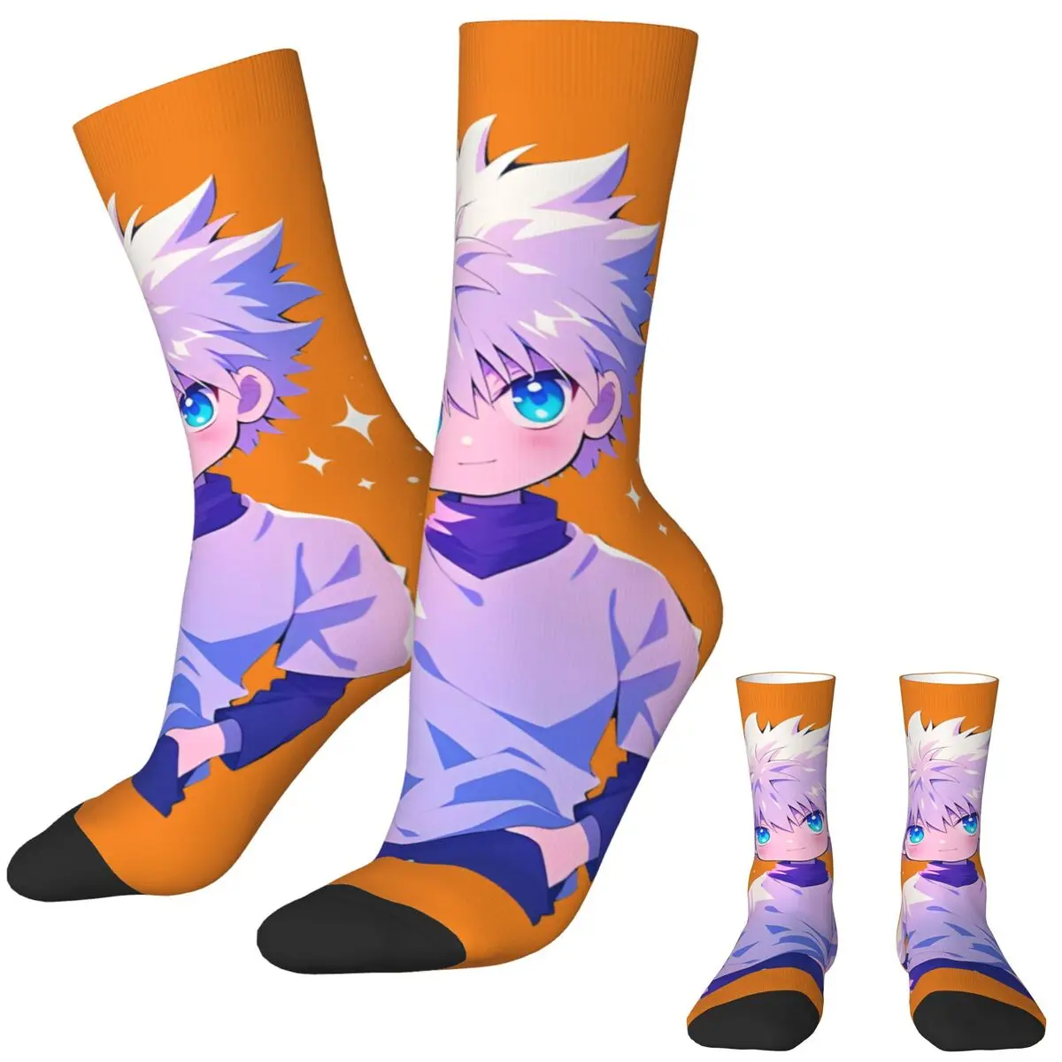 Killua The Assassin X-Hunters-X Stockings Printed Korean Socks Winter Non Slip Socks Women Men Skateboard Medium Soft Socks