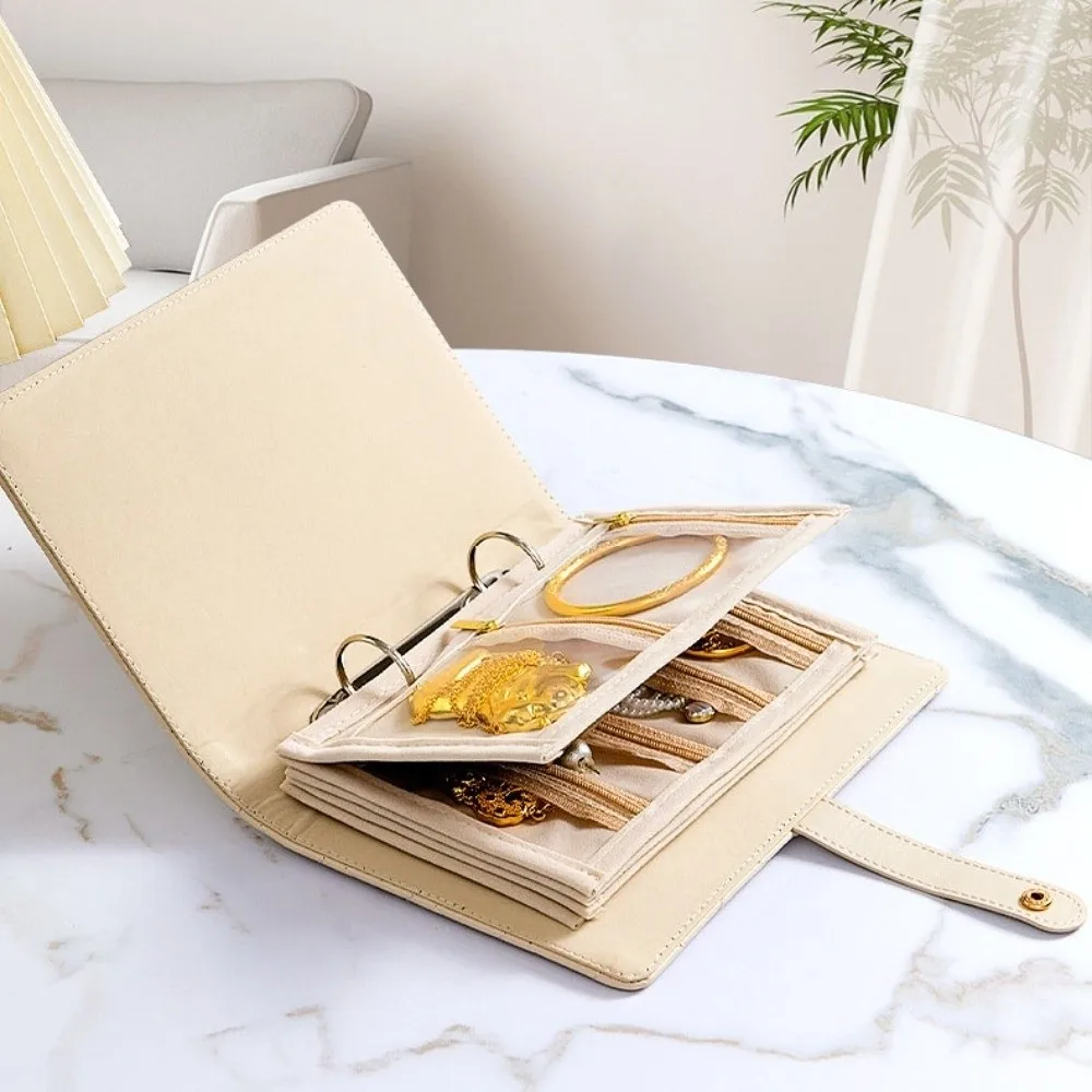 

Leather Jewelry Storage Book Waterproof Transparent Necklace Binder Partition Love Heart Necklace Binder Display Box Travel