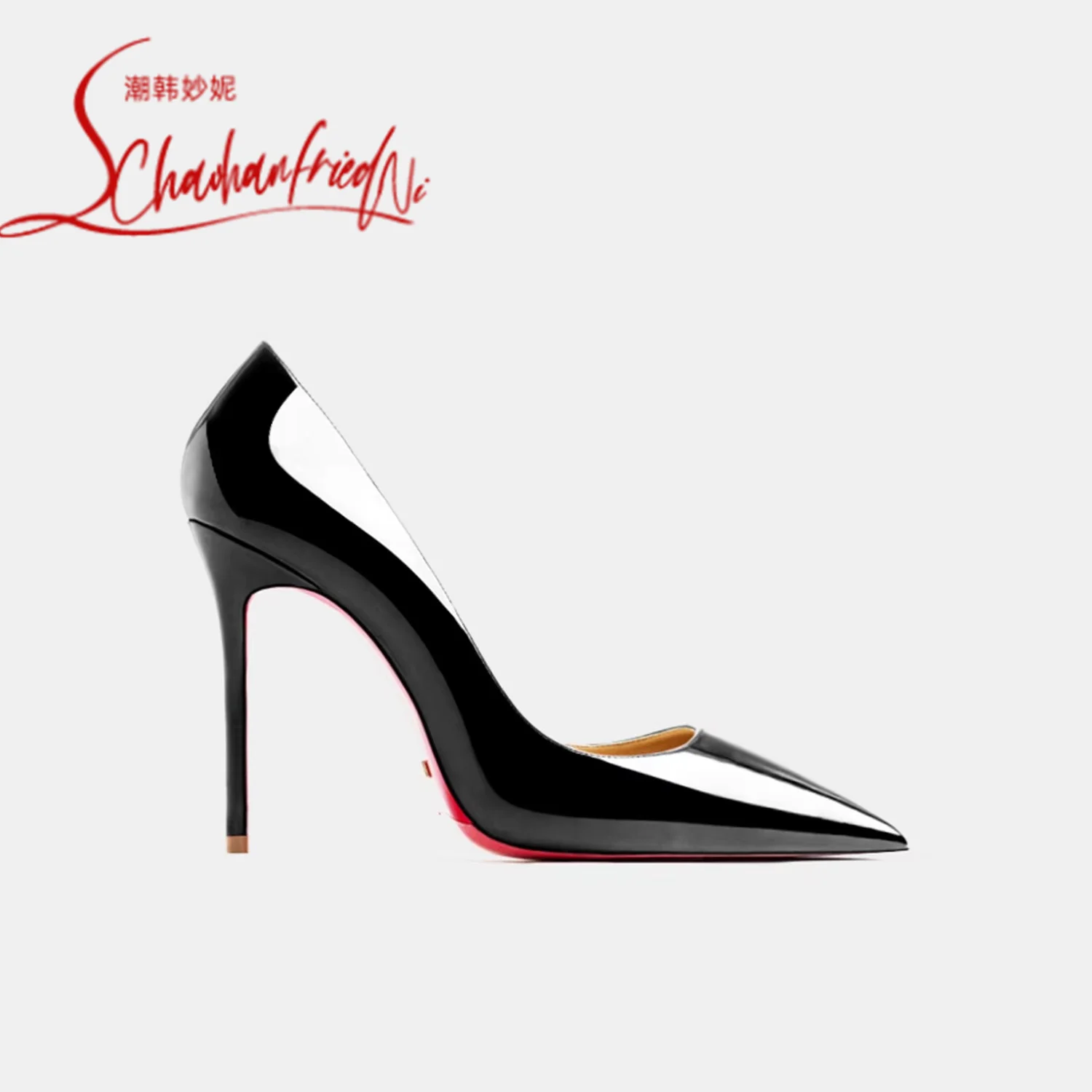 Dames hakken 2025 trend Lederen Luxe Pumps Rode Onderkant Puntschoen Hoge Hakken Elegante Stiletto Party Dames Schoenen Vrouw 12 cm