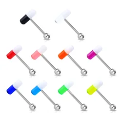 10Pcs Pill Tongue Ring Barbell Surgical Steel Tongue Rings Uv Shaped Tongue Piercings Tongue Ring with Ball Piercing Jewelry