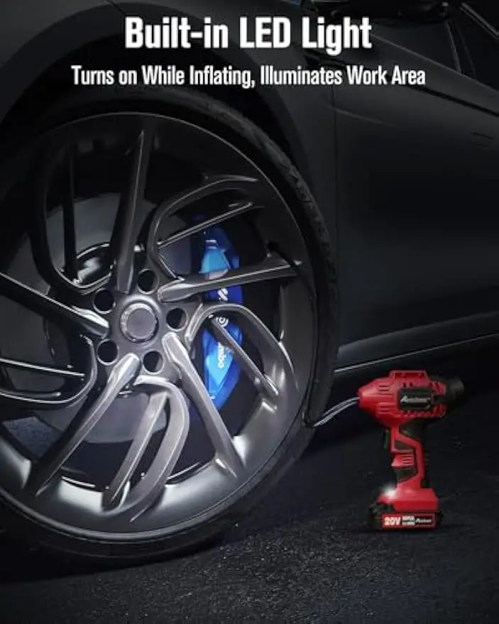 Gonfiatore portatile per pneumatici senza fili con spegnimento automatico, indicatore digitale, batteria ricaricabile e adattatore da 12 V per auto e biciclette