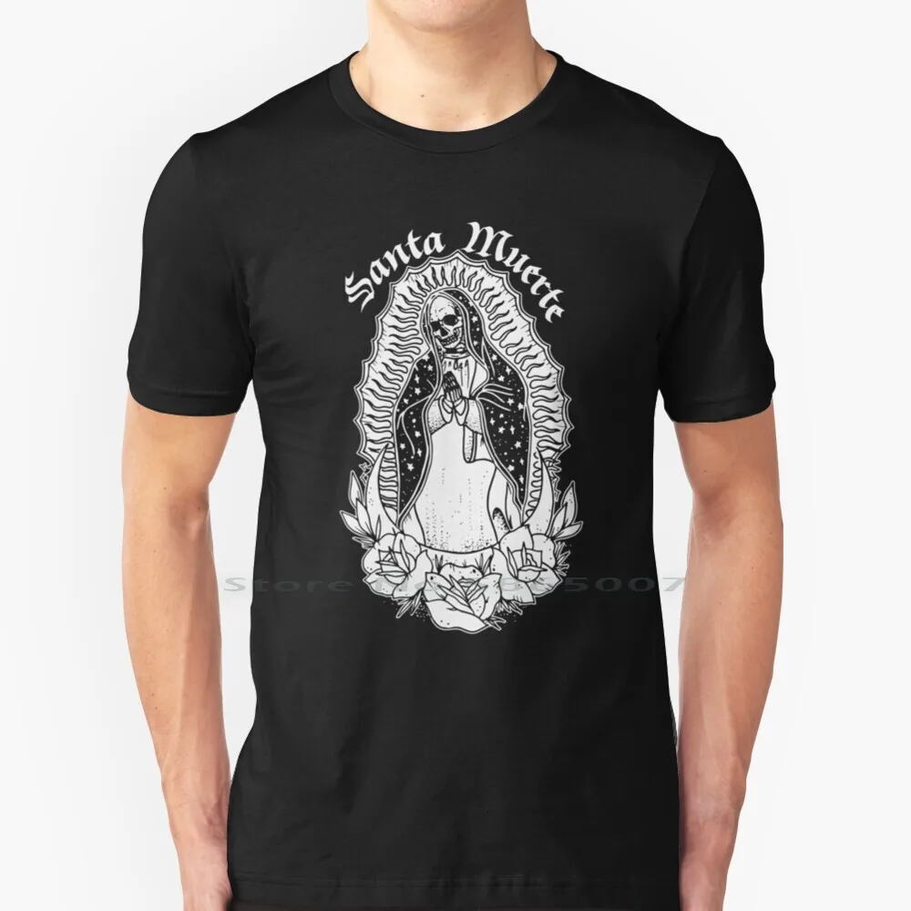 Santa Muerte-Saint Death T Shirt 100% Cotton Santeria Santa Muerte Cholo Goth Chola Goth Goddess Underworld Wiccan Witches