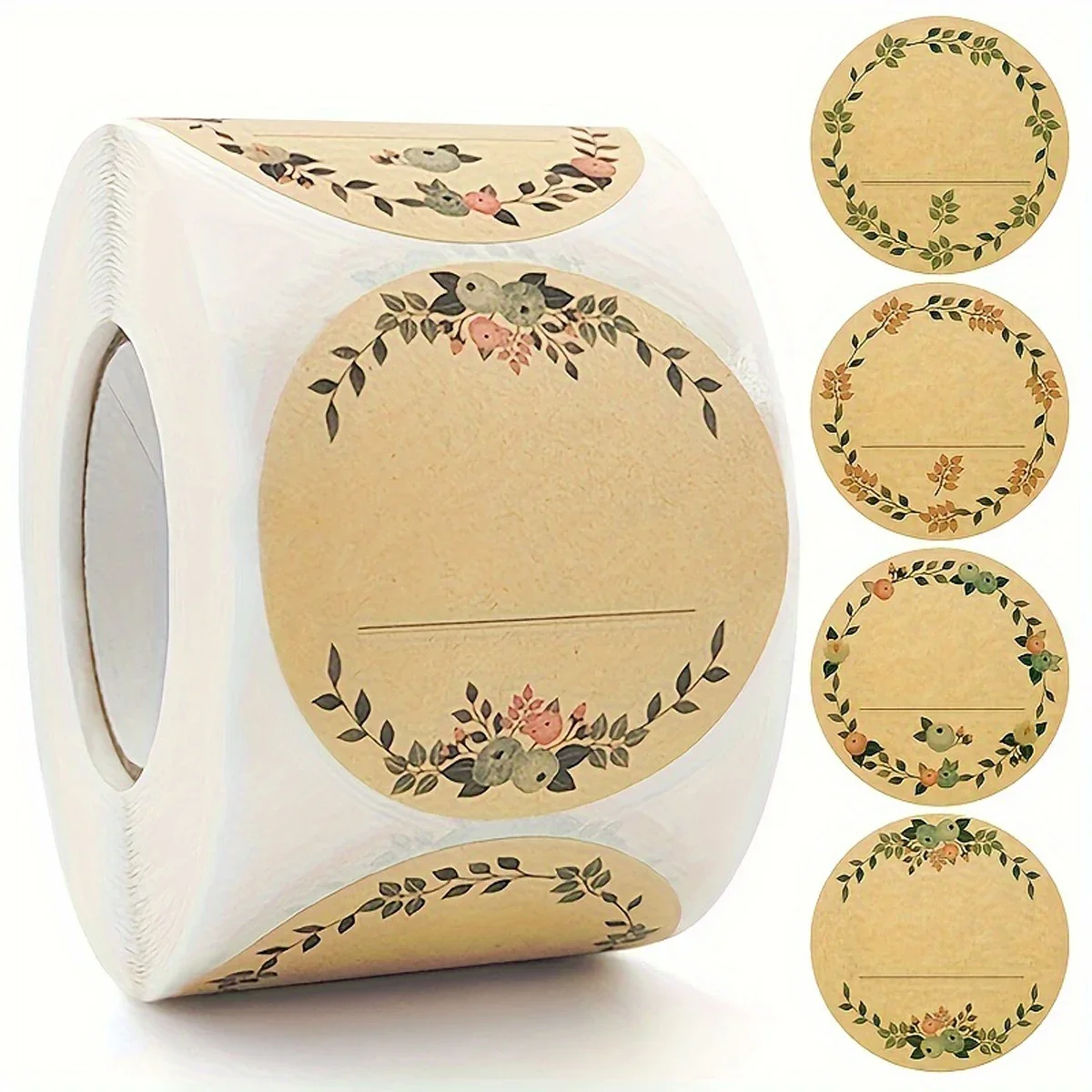 500pcs Round Floral Thank You Stickers Canning Labels for Food Containers Jars, Gift Baking Packing Decor, and Gift Bags Sealing