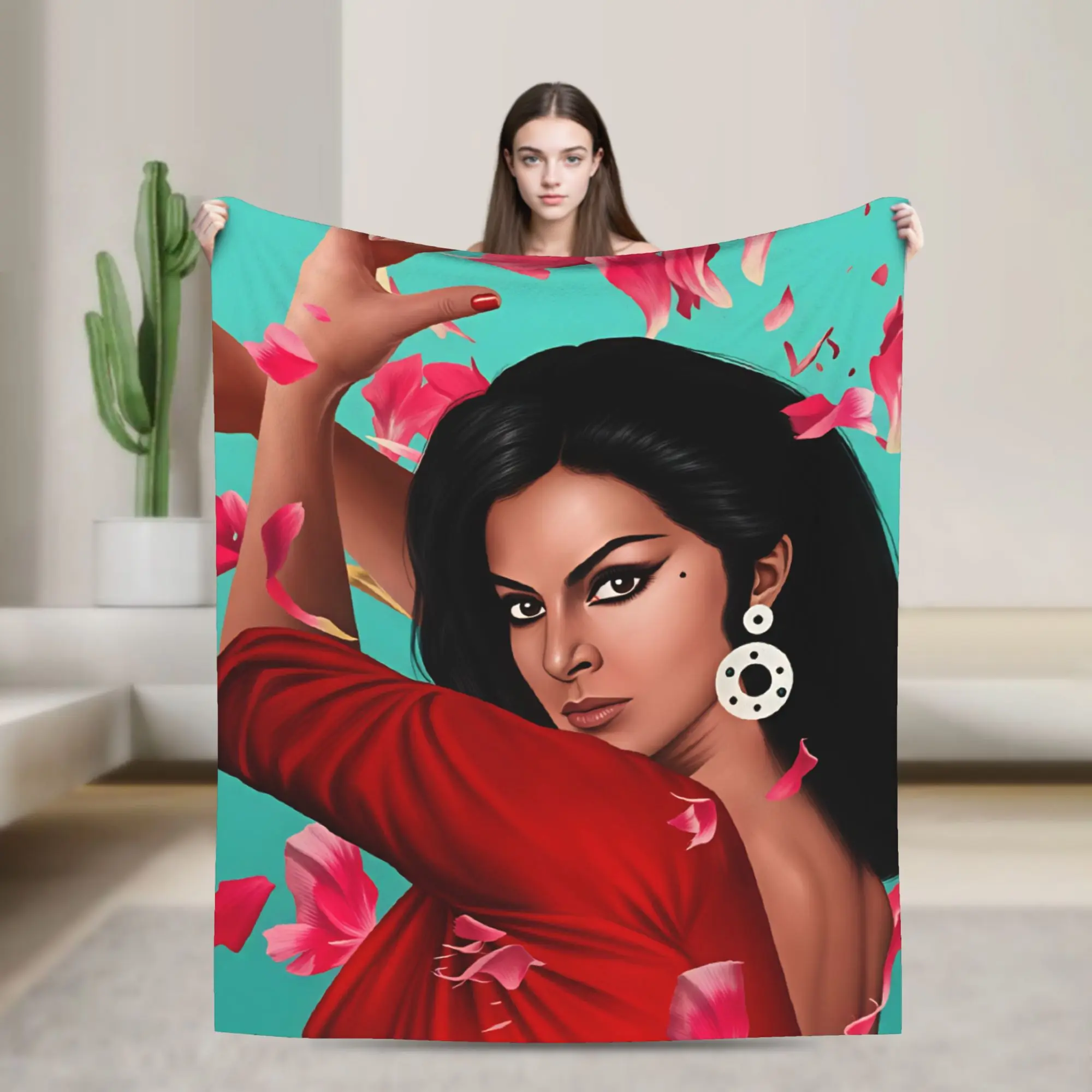 Lola Flores Warm Blanket  Students Plush Throw Blanket Fluffy Living Room Flannel Bedspread Sofa Bed Cover